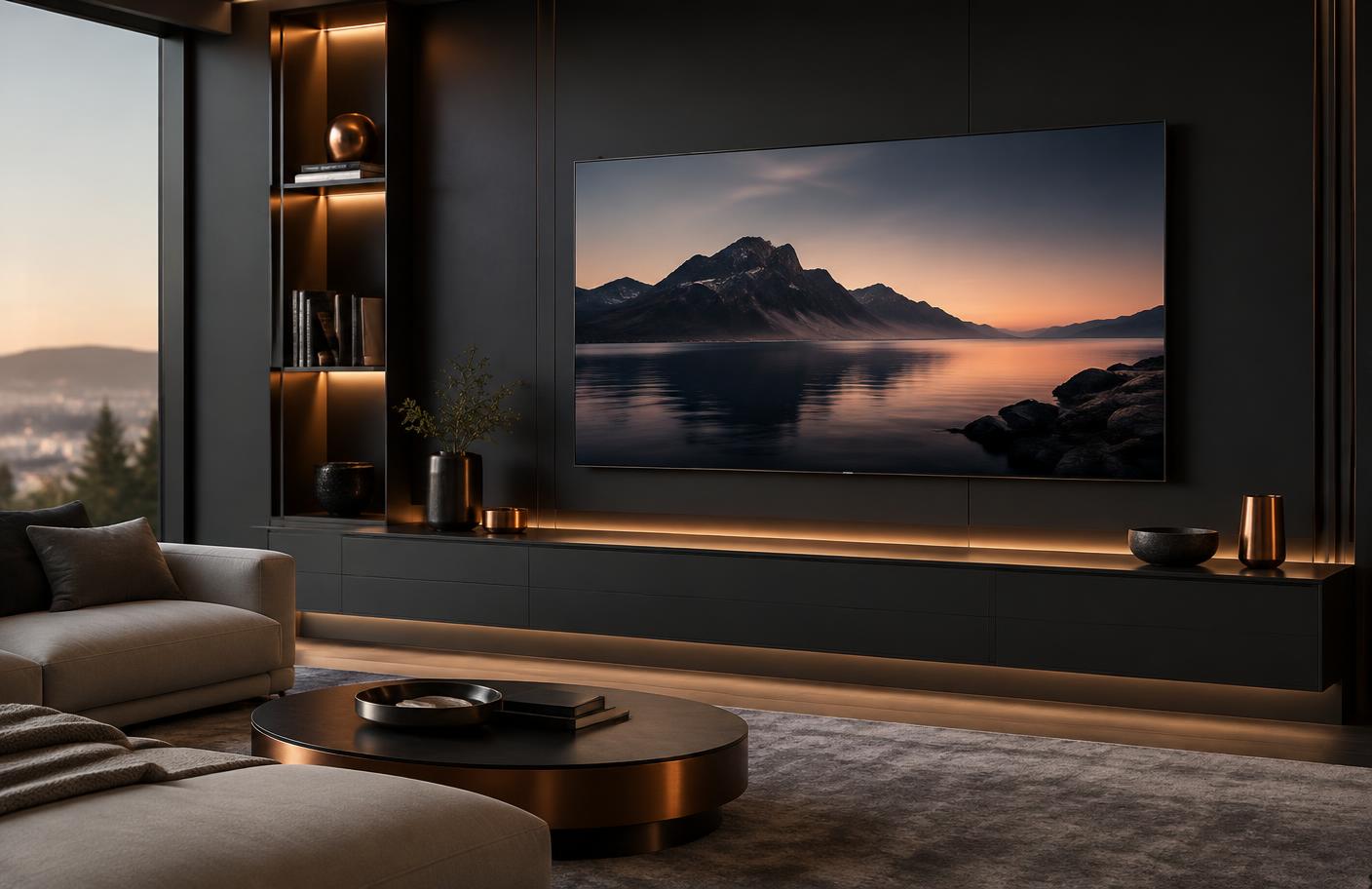 Moderner Fernseher in einem hochwertigen Wohnraum